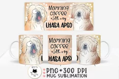 dog mug design with lhasa apso illustration and a phrase