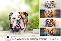 dog mug designs with bulldog illustrations