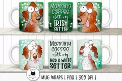 dog sublimation designs with setter breeds shown on mugs