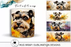 watercolor schnauzer mug wraps