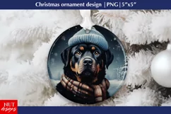 Rottweiler dog Christmas ornament, winter dog ornament PNG Product Image 1