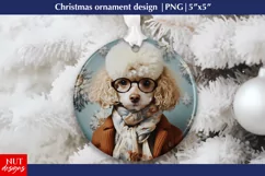 Funny poodle dog Christmas ornament, winter dog ornament PNG Product Image 1