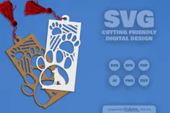 Siberian Husky - Dog's Paw Bookmark SVG Product Image 2