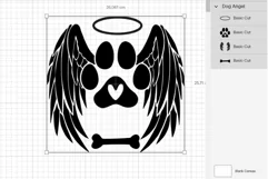 Dog Paw Christmas Memorial Ornament SVG Angel Wings Cut File
