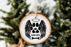 Dog Paw Christmas Memorial Ornament SVG Angel Wings Cut File