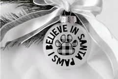 Dog Paw Christmas Ornament SVG Santa Paws Round Ornament