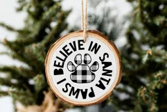 Dog Paw Christmas Ornament SVG Santa Paws Round Ornament