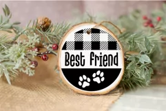 Dog Paw Christmas Ornament SVG Xmas Round Ornament File 