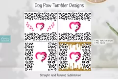 dog paw heart sublimation with animal print for 20 oz skinny tumbler