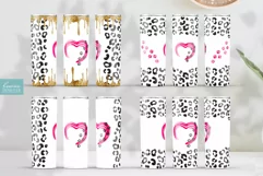 dog paw heart sublimation with leopard print for 20 oz skinny tumbler