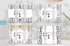 dog paw heart sublimation with leopard print for 20 oz skinny tumbler