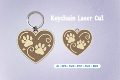 Dog Paw Keychain Laser Cut SVG | Pet Lover Heart Keychain Product Image 3