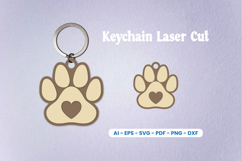 Dog Paw Keychain Laser Cut SVG | Pet Lover Heart Keychain Product Image 1