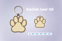 Dog Paw Keychain Laser Cut SVG | Pet Lover Heart Keychain Product Image 1