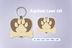 Dog Paw Keychain Laser Cut SVG | Pet Lover Heart Keychain Product Image 7