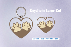 Dog Paw Keychain Laser Cut SVG | Pet Lover Heart Keychain Product Image 8