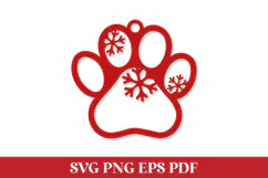 Dog Paw Print Christmas Ornament SVG File Product Image 1