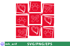 Valentine Pet Love SVG PNG EPS Dog Paw Heart Bow Design Product Image 1