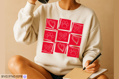 Valentine Pet Love SVG PNG EPS Dog Paw Heart Bow Design Product Image 3