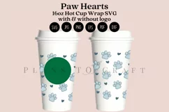 dog paws and heart love starbucks 16oz hot cup wrap svg presized template for tumbler grande