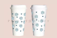 dog paws and heart love starbucks 16oz hot cup wrap svg presized template for tumbler grande