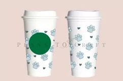 dog paws and heart love starbucks 16oz hot cup wrap svg presized template for tumbler grande