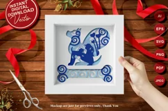 Papercut 3D Layered Puppy and Young Girl Paper Cut Product Image 3