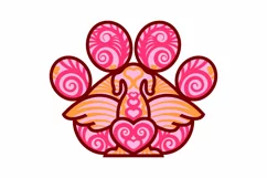 Pet Dog memorial with paw and heart svg design 