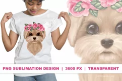 Dog with roses PNG Sublimation design Product Image 1