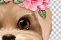 Dog with roses PNG Sublimation design Product Image 2