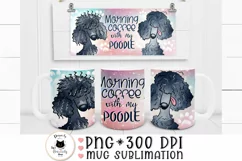 poodle dog png shown on mugs