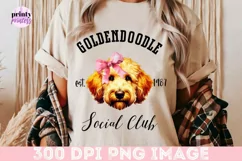 Doodle Social Club png, Goldendoodle PInk Bow Sublimation Product Image 2
