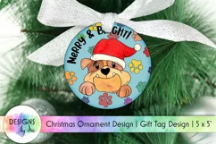 Ornament Sublimation | Merry & Bright Cute Dog Illustration Product Image 1