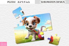 Cute Puppy Playing Football|Sublimation Design for Puzzle Product Image 1