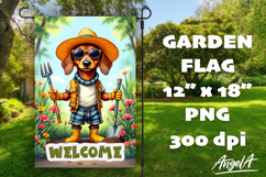 Dog Garden flag sublimation, welcome flag, dachshund dog Product Image 1