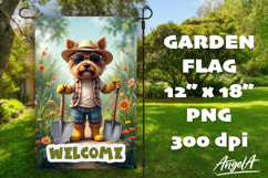 Dog Garden flag sublimation, welcome flag, Yorkshire terrier Product Image 1
