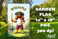 Dog Garden flag sublimation, welcome flag, Cocker spaniel Product Image 1