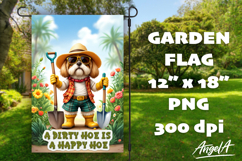 Dog Garden flag sublimation, cute shih tzu dog, garden quote Product Image 1