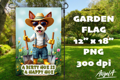 Dog Garden flag sublimation, cute Jack russell, quote PNG Product Image 1