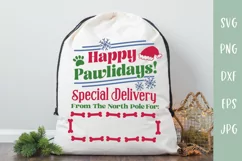 Happy Pawlidays Dog Santa Sack - Dog Gift Bag Christmas SVG Product Image 1