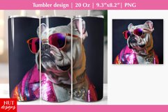 Bulldog in glasses tumbler Dog sublimation Dog tumbler 20oz Product Image 1