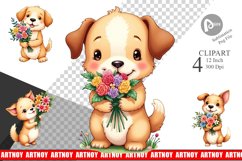 Dog Spring Bouquet Clipart Product Image 1
