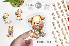 Dog Spring Bouquet Sticker Product Image 1
