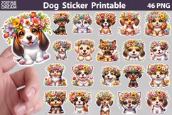 Dog Sticker Bundle | Puppy Flowers Sticker Printable Product Image 1