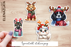 Cute dog Stickers | Christmas dogs with horns Product Image 1