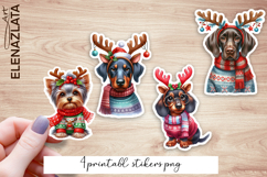 Cute dog Stickers | Christmas dogs with horns Product Image 1