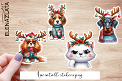 Cute dog Stickers | Christmas dogs with horns Product Image 1