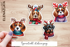 Cute dog Stickers | Christmas dogs with horns Product Image 1
