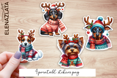 Cute dog Stickers | Christmas dogs with horns Product Image 1