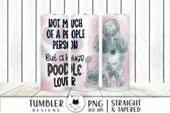 poodle dog tumbler design shown on a white wood background